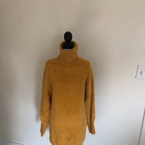 Oversized, chenille turtleneck sweater